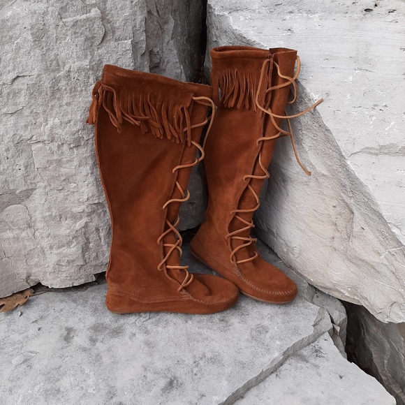 Gorgeous rich tan suede moccasins